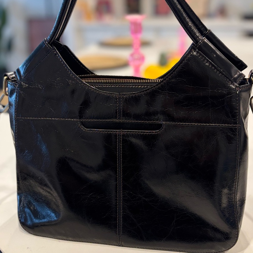 HOBO Black Leather Crossbody / Tote Bag - Picture 3 of 9